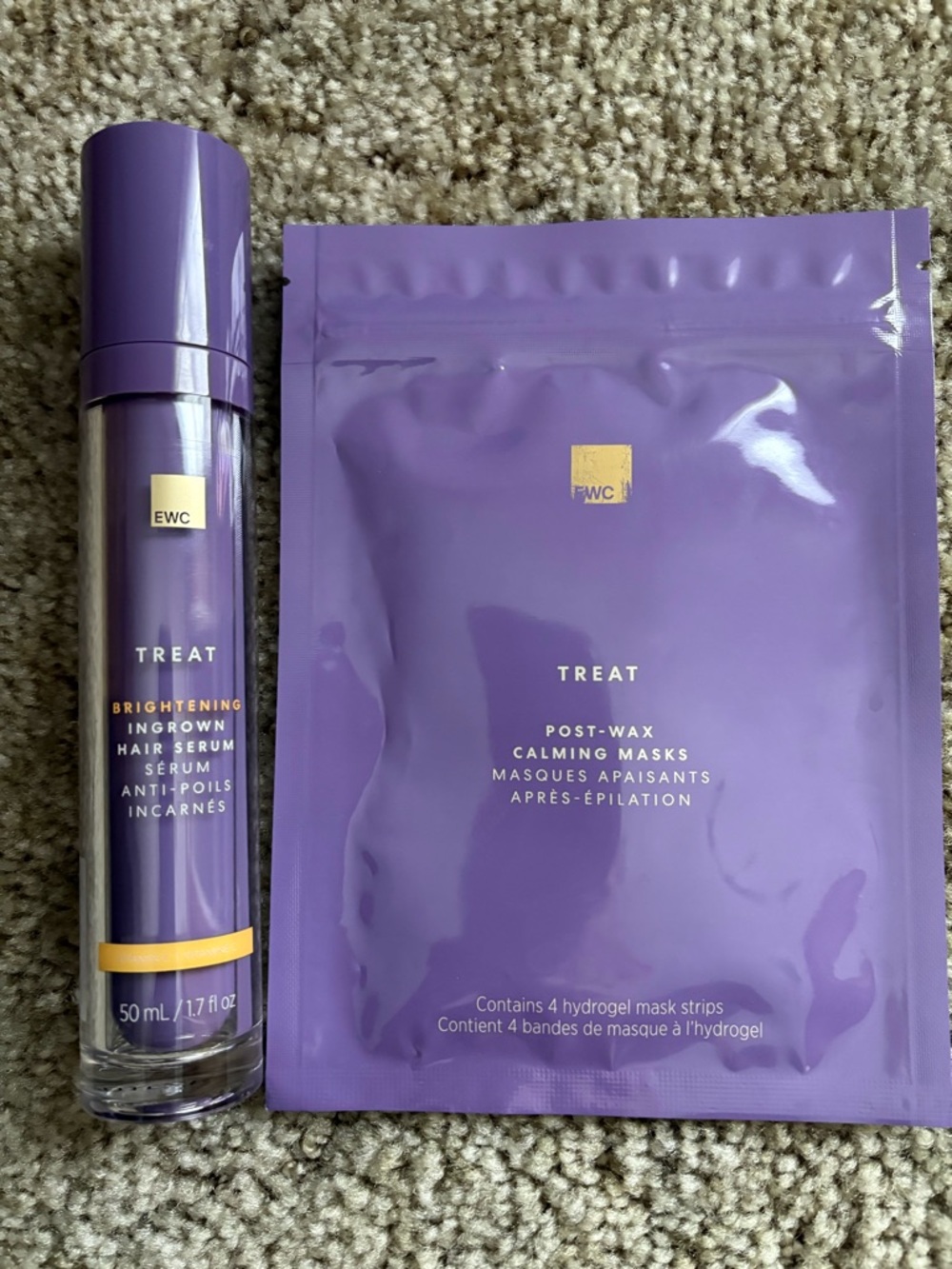 BWC Treat Purple Brightening Ingrown Hair Serum + Post-Wax Calming Masks